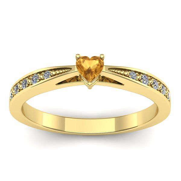 Inel cu citrin inima