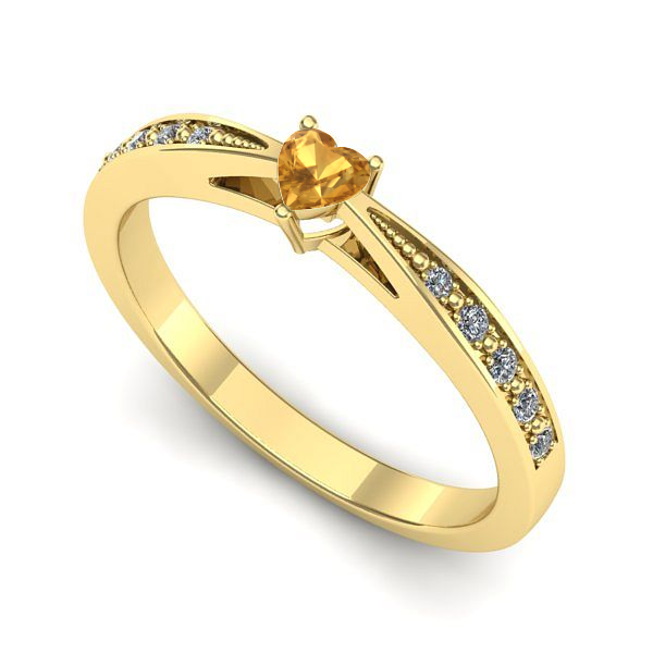 Inel din aur galben cu citrin