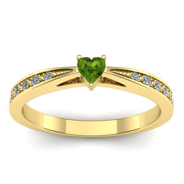 Inel logodna cu peridot inima