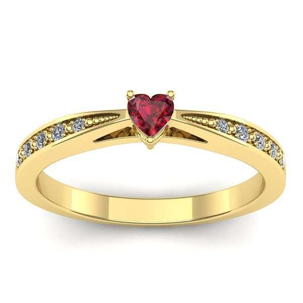 Inel logodna cu rubin inima