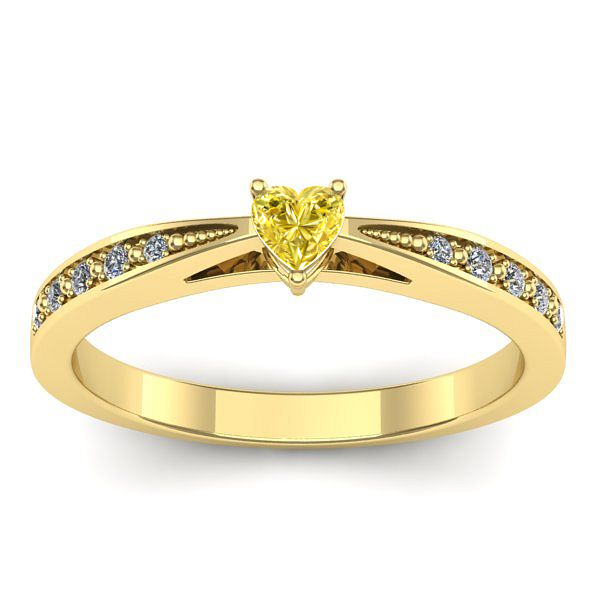 Inel cu safir galben inima