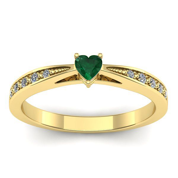 Inel logodna cu smarald inima