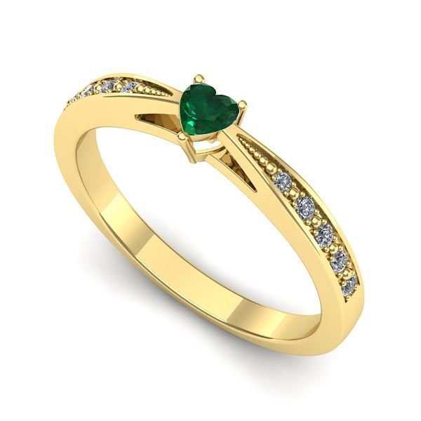 Inel de logodna din aur galben cu smarald