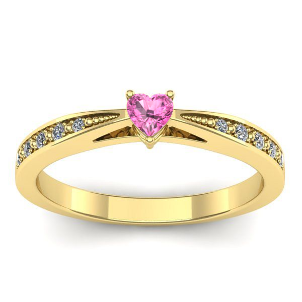 Inel cu safir roz inima