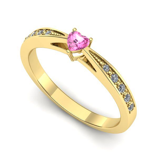 Inel de logodna din aur galben cu safir roz