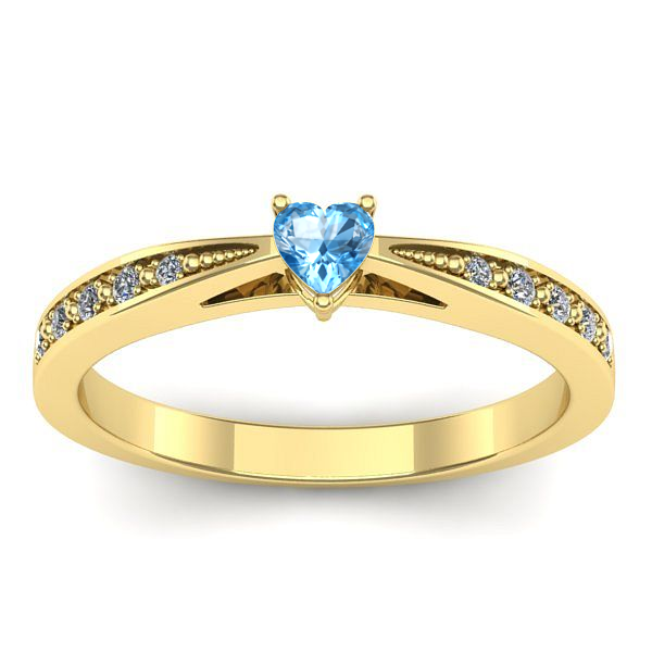 Inel logodna cu topaz blue inima