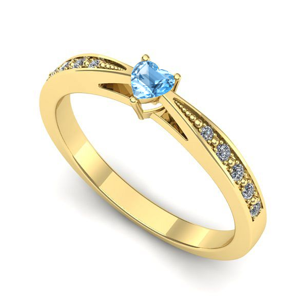 Inel logodna din aur galben cu topaz blue