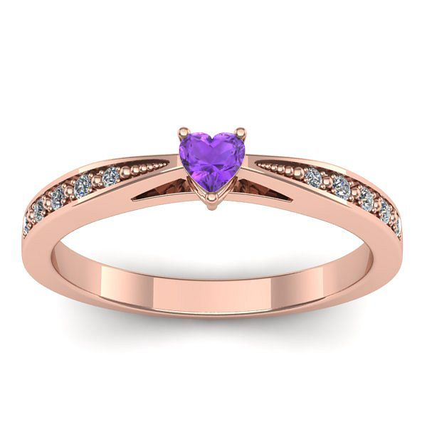 Inel de logodna cu ametist inima