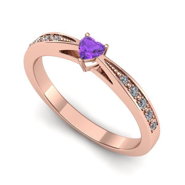 Inel din aur roz cu ametist