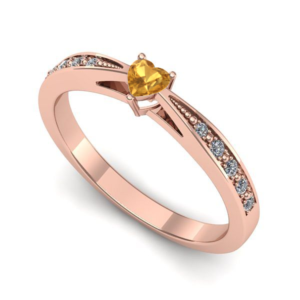 Inel logodna din aur roz cu citrin