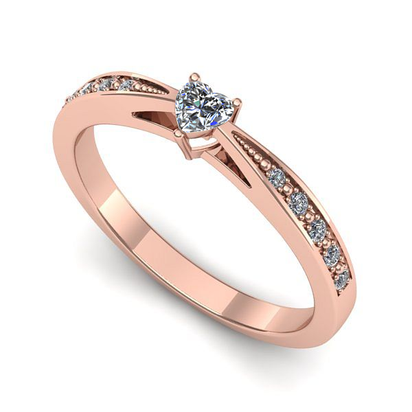 Inel logodna din aur roz cu diamant