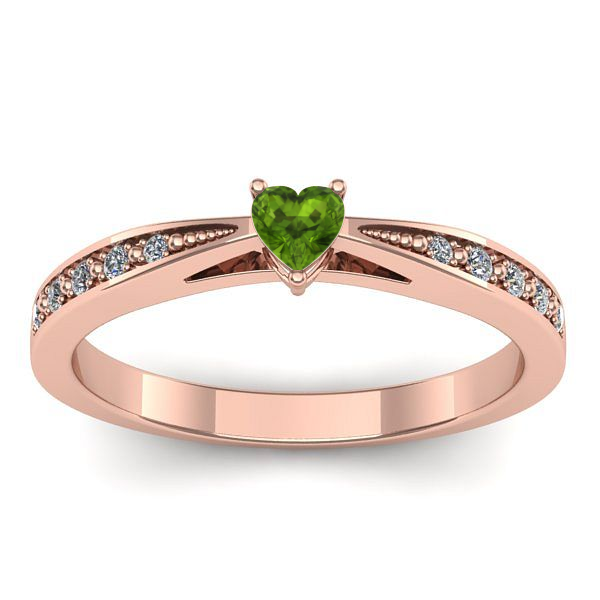 Inel de logodna cu peridot inima