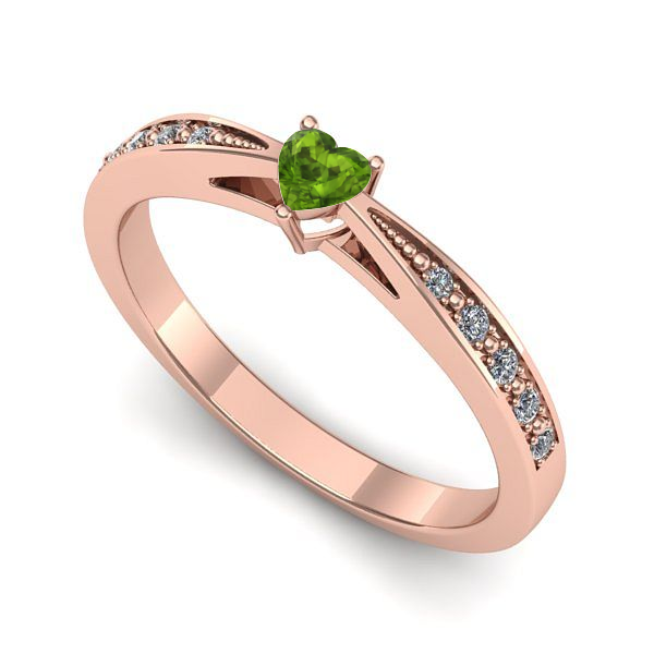 Inel logodna din aur roz cu peridot