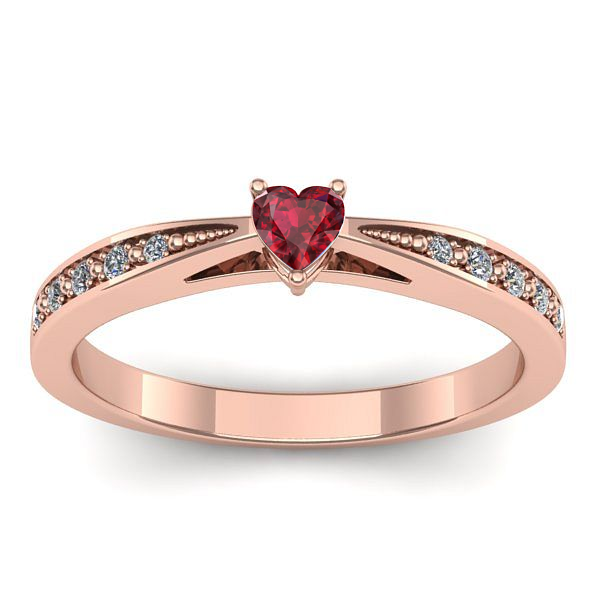Inel de logodna cu rubin inima