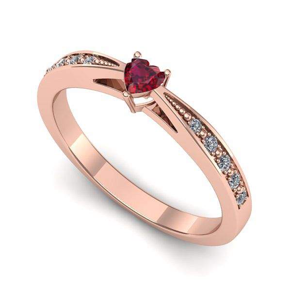 Inel de logodna din aur roz cu rubin