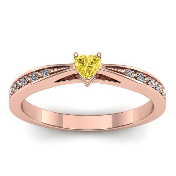 Inel cu safir galben inima