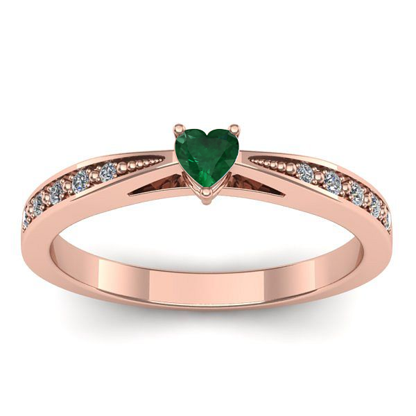 Inel logodna cu smarald inima