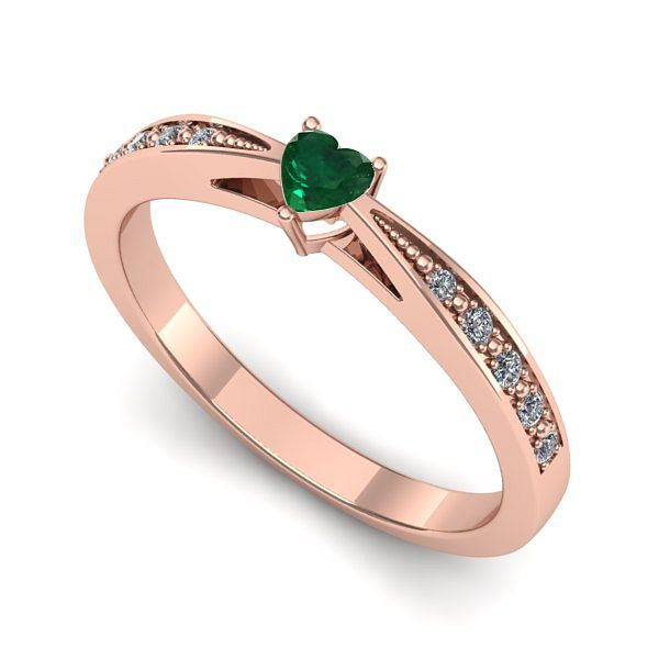 Inel din aur roz cu smarald