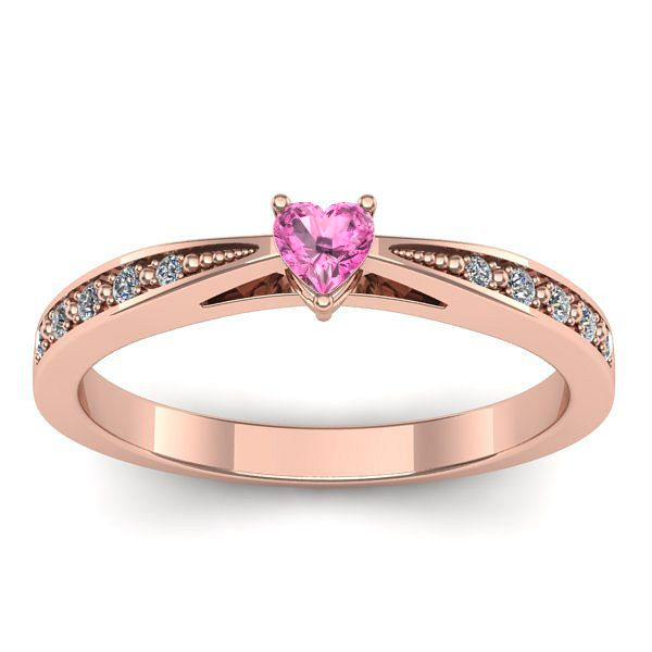 Inel de logodna cu safir roz inima