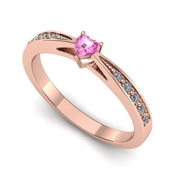 Inel din aur roz cu safir roz