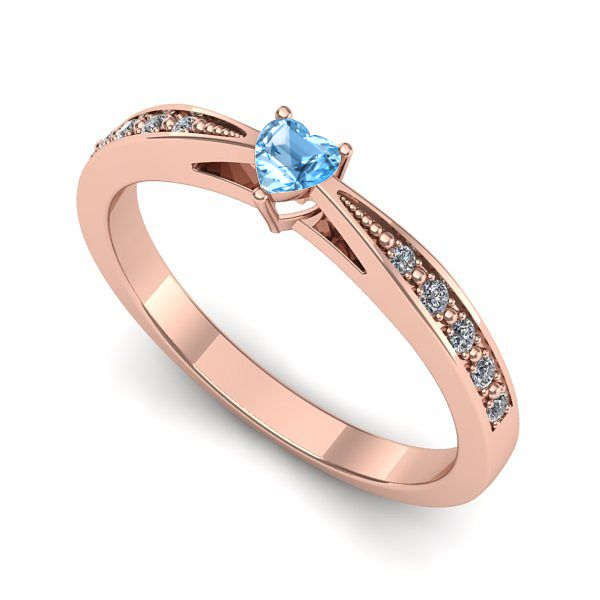 Inel de logodna din aur roz cu topaz blue