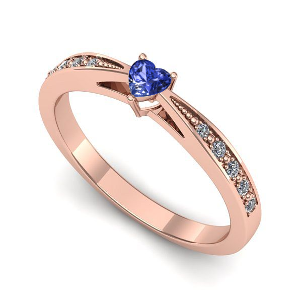 Inel din aur roz cu tanzanit