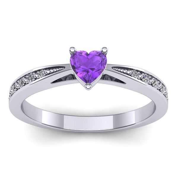 Inel logodna cu ametist inima