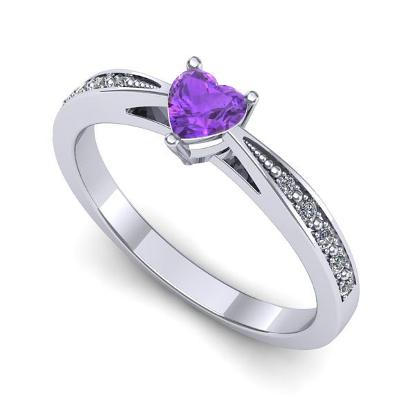 Inel din aur alb cu ametist