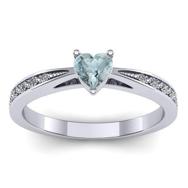 Inel de logodna cu aquamarin inima