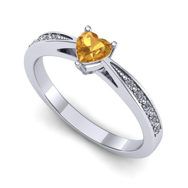 Inel logodna din aur alb cu citrin