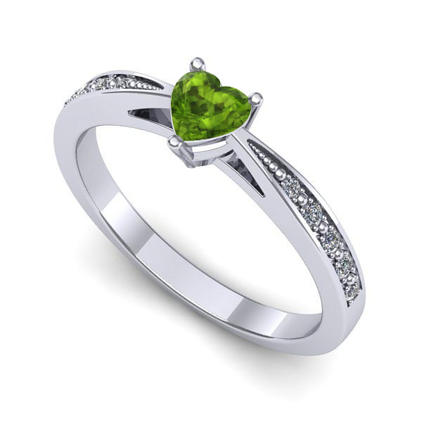 Inel de logodna din aur alb cu peridot