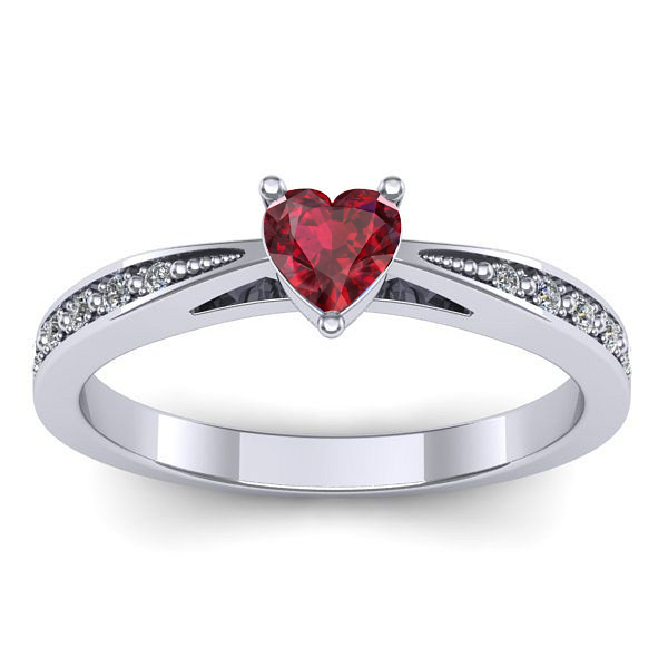 Inel de logodna cu rubin inima