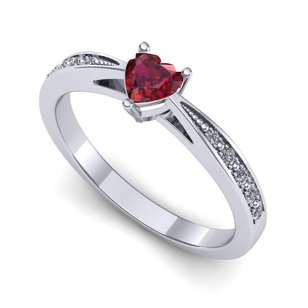 Inel logodna din aur alb cu rubin