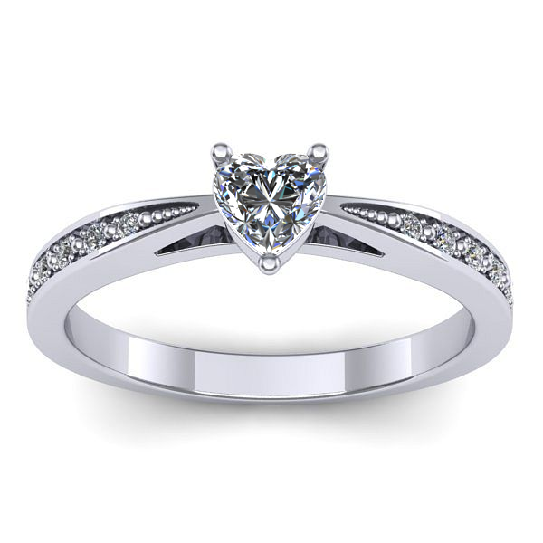 Inel logodna cu safir alb inima