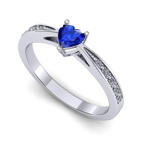 Inel logodna din aur alb cu safir