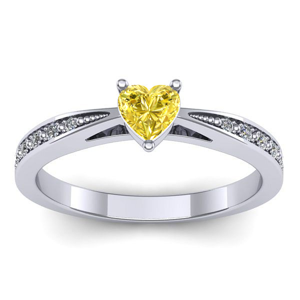 Inel de logodna cu safir galben inima