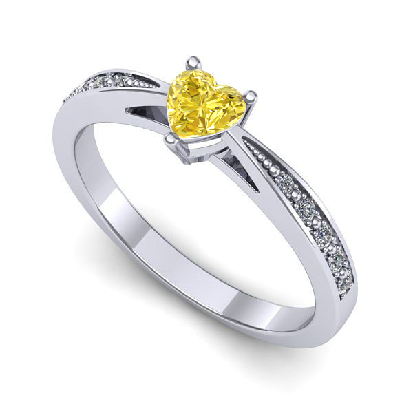 Inel logodna din aur alb cu safir galben