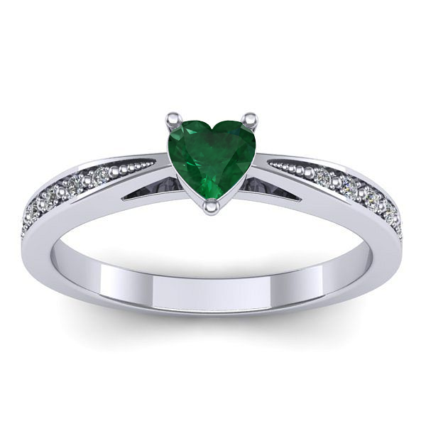 Inel logodna cu smarald inima