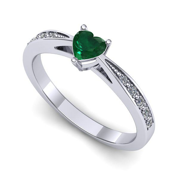 Inel din aur alb cu smarald