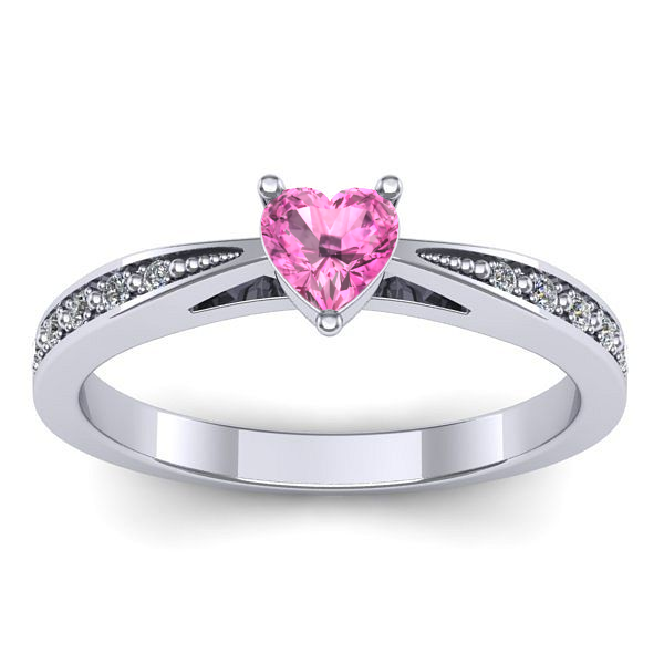 Inel logodna cu safir roz inima