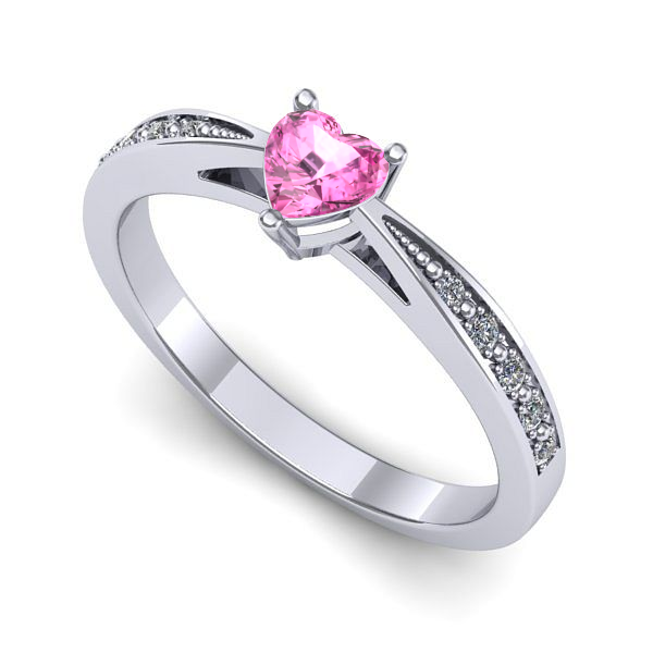 Inel din aur alb cu safir roz