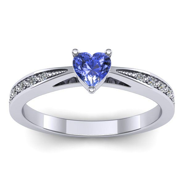 Inel de logodna cu tanzanit inima