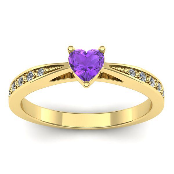 Inel de logodna cu ametist inima