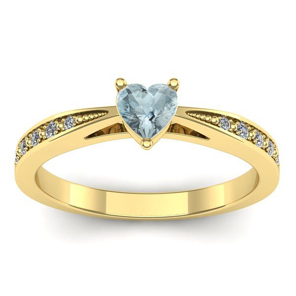 Inel cu aquamarin inima