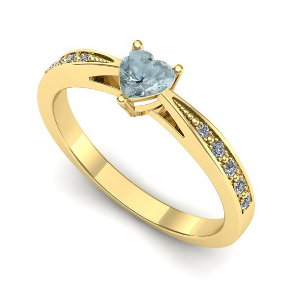 Inel de logodna din aur galben cu aquamarin