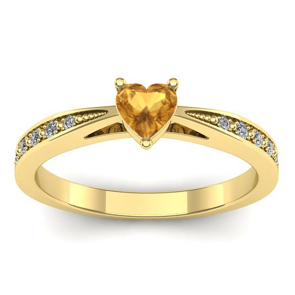Inel logodna cu citrin inima