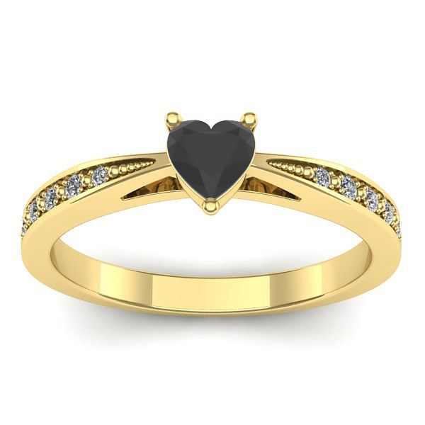 Inel de logodna cu diamant negru inima