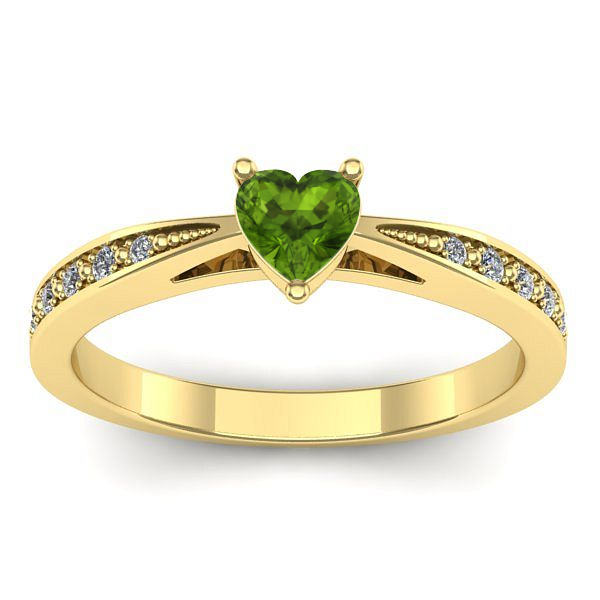 Inel de logodna cu peridot inima
