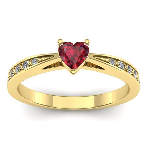 Inel de logodna cu rubin inima