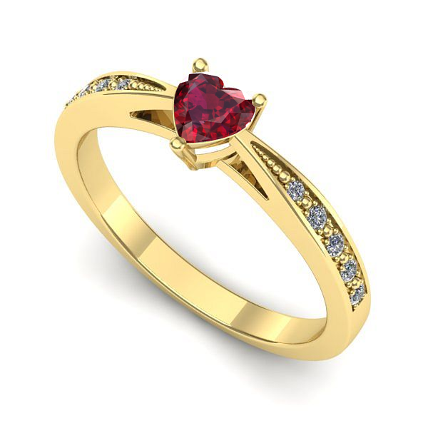 Inel logodna din aur galben cu rubin